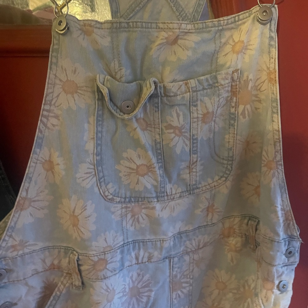 No Boundaries Light Blue Floral Overalls - Picture 5 of 16
